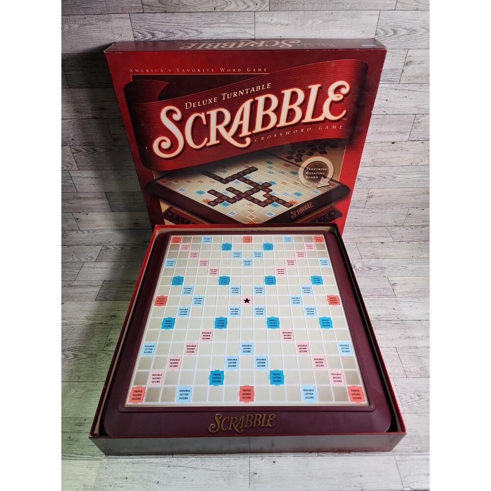 2001 Scrabble Deluxe Edition Turntable Board Game Parker Brothers Vintage y2k